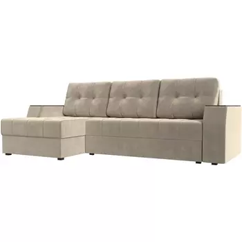 Угловой диван Эмир БС левый (микровельвет бежевый) Лига Диванов 110413L