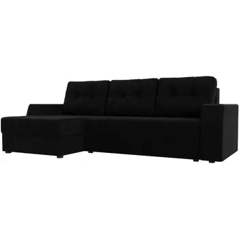 Угловой диван Эмир БС левый (микровельвет черный) Лига Диванов 110435L