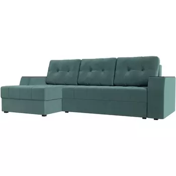 Угловой диван Эмир БС левый (Велюр бирюзовый) Лига Диванов 110446L