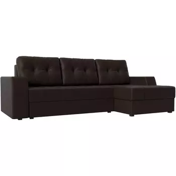 Угловой диван Эмир БС правый (экокожа коричневая) Лига Диванов 28405