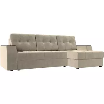 Угловой диван Эмир БС правый (микровельвет бежевый) Лига Диванов 110413