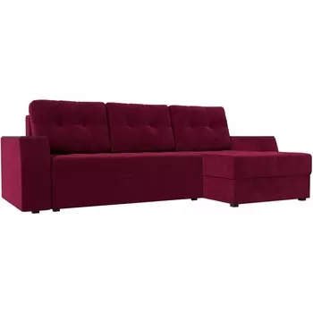 Угловой диван Эмир БС правый (микровельвет бордовый) Лига Диванов 110416