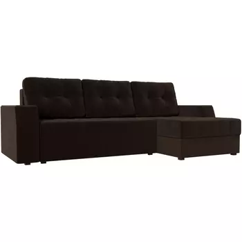 Угловой диван Эмир БС правый (микровельвет коричневый) Лига Диванов 28406