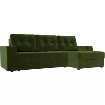 Угловой диван Эмир БС правый (микровельвет зеленый) Лига Диванов 110422