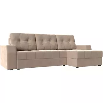 Угловой диван Эмир БС правый (велюр бежевый) Лига Диванов 110439