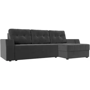 Угловой диван Эмир БС правый (велюр серый) Лига Диванов 110450