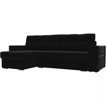 Угловой диван Эридан левый (микровельвет черный) Лига Диванов 102094L