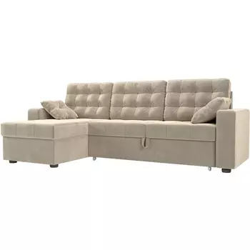 Угловой диван Камелот левый (микровельвет бежевый) Лига Диванов 109744L