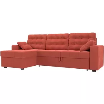 Угловой диван Камелот левый (микровельвет коралловый) Лига Диванов 109748L