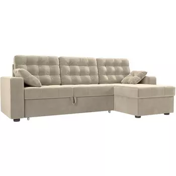 Угловой диван Камелот правый (микровельвет бежевый) Лига Диванов 109744