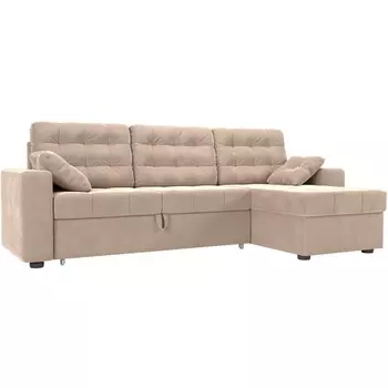 Угловой диван Камелот правый (велюр бежевый) Лига Диванов 109759