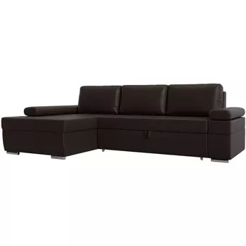 Угловой диван Канкун левый угол (Экокожа/Коричневый) Лига Диванов 118245L