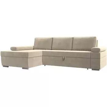 Угловой диван Канкун левый угол (Микровельвет/Бежевый) Лига Диванов 118207L