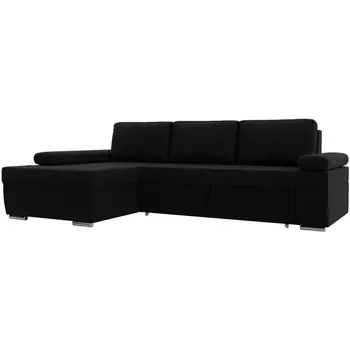 Угловой диван Канкун левый угол (Микровельвет/Черный) Лига Диванов 118224L