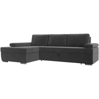 Угловой диван Канкун левый угол (Велюр/Серый) Лига Диванов 118201L