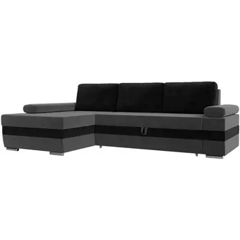 Угловой диван Канкун левый угол (Велюр/Серый,Черный) Лига Диванов 118202L