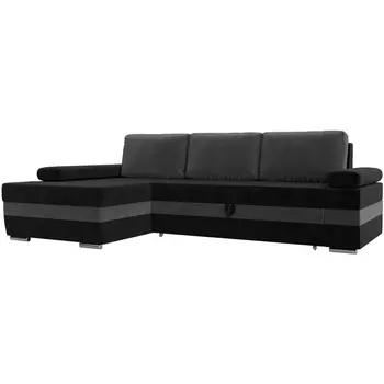 Угловой диван Канкун левый угол (Велюр/Серый,Черный) Лига Диванов 118206L