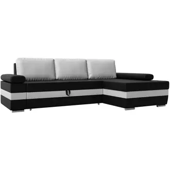 Угловой диван Канкун правый угол (Экокожа/Черный,Белый) Лига Диванов 118248