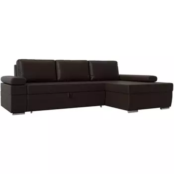 Угловой диван Канкун правый угол (Экокожа/Коричневый) Лига Диванов 118245