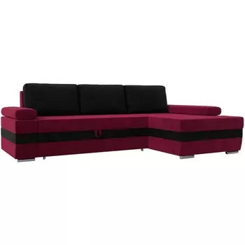 Угловой диван Канкун правый угол (Микровельвет/Черный,Красный) Лига Диванов 118211