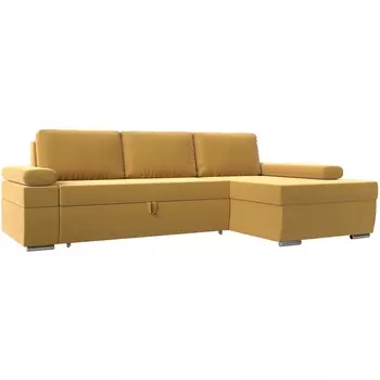 Угловой диван Канкун правый угол (Микровельвет/Желтый) Лига Диванов 118212