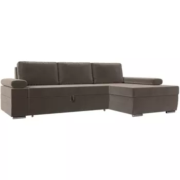 Угловой диван Канкун правый угол (Велюр/Коричневый) Лига Диванов 118199