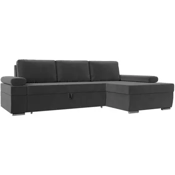 Угловой диван Канкун правый угол (Велюр/Серый) Лига Диванов 118201