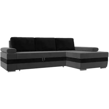 Угловой диван Канкун правый угол (Велюр/Серый,Черный) Лига Диванов 118202