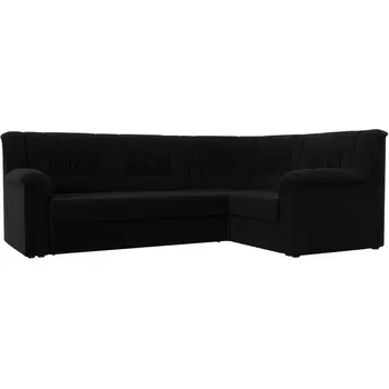 Угловой диван Карелия правый (микровельвет черный) Лига Диванов 113358