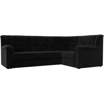 Угловой диван Карелия правый (велюр черный) Лига Диванов 113347