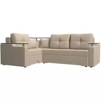 Угловой диван Комфорт левый (экокожа бежевая) Лига Диванов 27924L