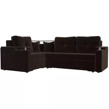 Угловой диван Комфорт левый (микровельвет коричневый) Лига Диванов 102603L