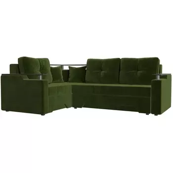 Угловой диван Комфорт левый (микровельвет зеленый) Лига Диванов 102604L
