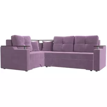 Угловой диван Комфорт левый угол (Микровельвет фиолетовый) Лига Диванов 114396L