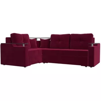 Угловой диван Комфорт левый угол (Микровельвет красный) Лига Диванов 114391L