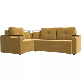 Угловой диван Комфорт левый угол (Микровельвет желтый) Лига Диванов 114392L