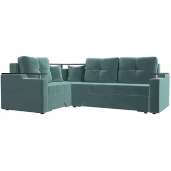 Угловой диван Комфорт левый (Велюр бирюзовый) Лига Диванов 102614L