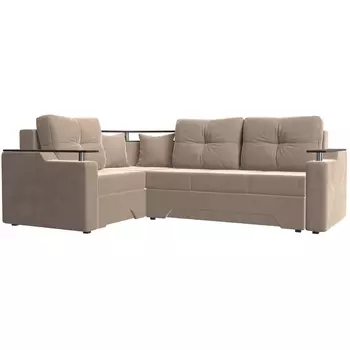 Угловой диван Комфорт левый (велюр бежевый) Лига Диванов 102612L