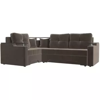 Угловой диван Комфорт левый (велюр коричневый) Лига Диванов 102618L