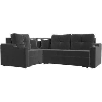 Угловой диван Комфорт левый (велюр серый) Лига Диванов 102613L