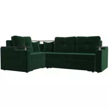 Угловой диван Комфорт левый (велюр зеленый) Лига Диванов 102615L