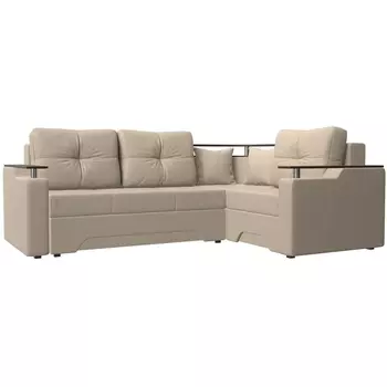 Угловой диван Комфорт правый (экокожа бежевая) Лига Диванов 27924