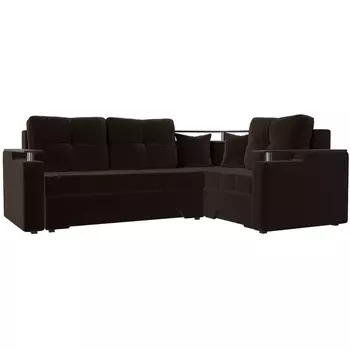Угловой диван Комфорт правый (микровельвет коричневый) Лига Диванов 102603