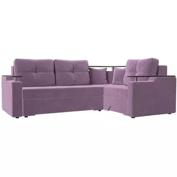 Угловой диван Комфорт правый угол (Микровельвет фиолетовый) Лига Диванов 114396