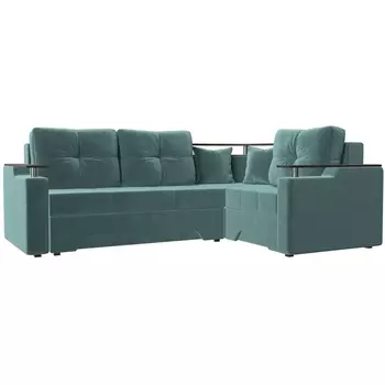 Угловой диван Комфорт правый (Велюр бирюзовый) Лига Диванов 102614