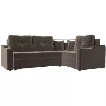 Угловой диван Комфорт правый (велюр коричневый) Лига Диванов 102618