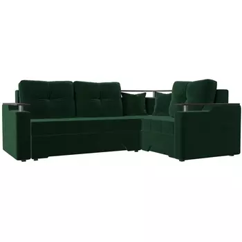 Угловой диван Комфорт правый (велюр зеленый) Лига Диванов 102615
