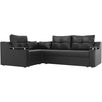 Угловой диван Кронос левый (экокожа черная) Лига Диванов 114649L