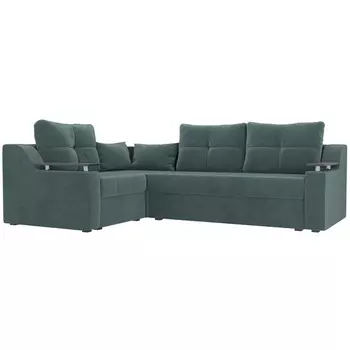 Угловой диван Кронос левый (велюр бирюзовый) Лига Диванов 114606L