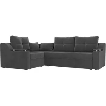 Угловой диван Кронос левый (велюр серый) Лига Диванов 114610L